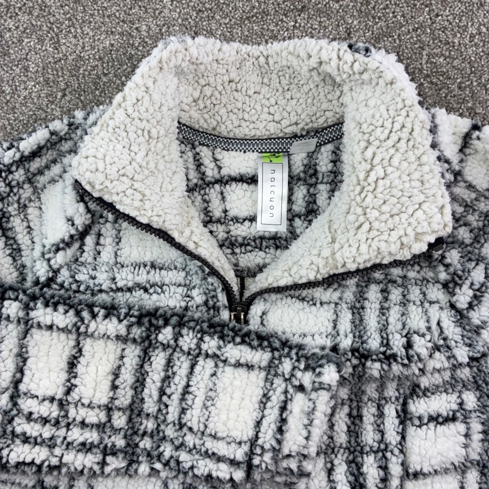 No Boundaries Womens Small Sherpa Pullover‎ Fleece Plaid Quarter Zip Gorpcore
